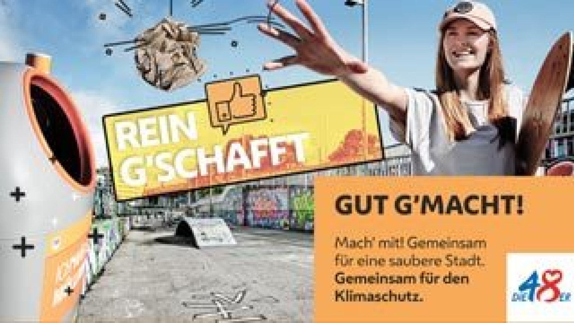 copyright: MA 48/UNIQUE Frau wirft Müll in den Mülleimer