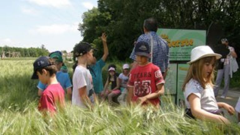 Kinder auf einem Themenweg