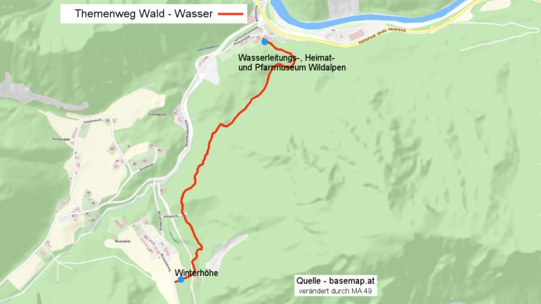 Übersichtskarte Themenweg Wildalpen