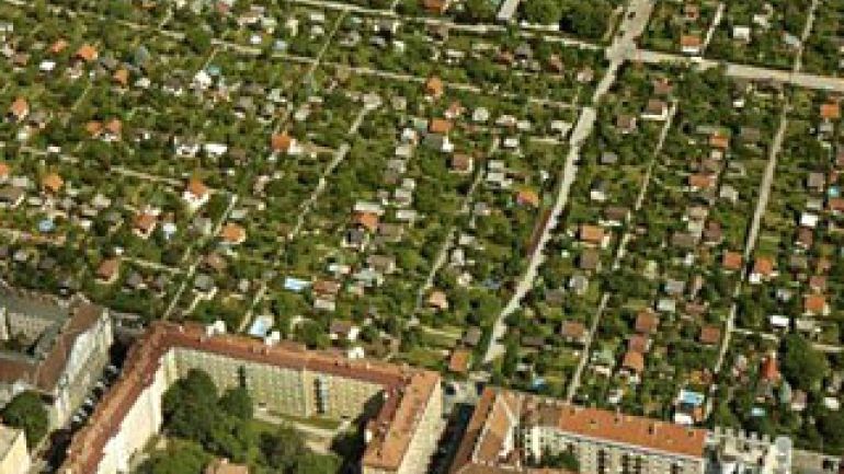 Luftansicht der Kleingartenanlagen auf der Schmelz