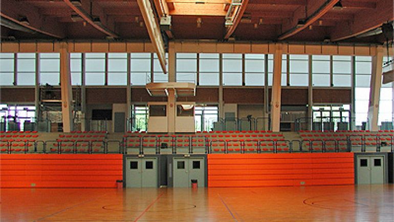 Innenansicht der Sporthalle Brigittenau
