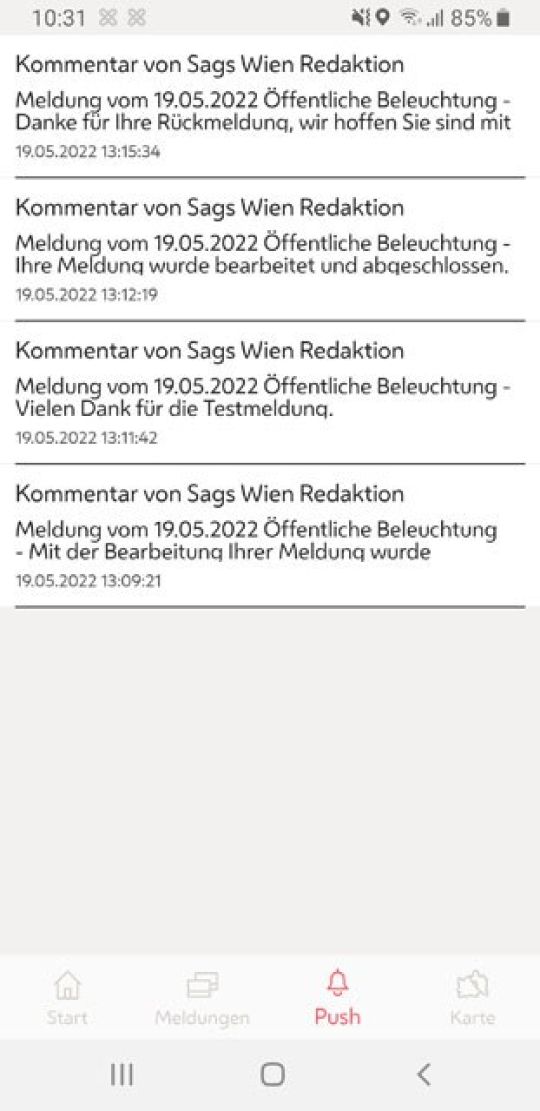 Screenshot "Sag's Wien" - Nachrichten