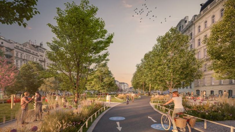 copyright: (c) ZOOMVP.AT Visualisierung zeigt neuen modernen Radweg beim Naschmarkt