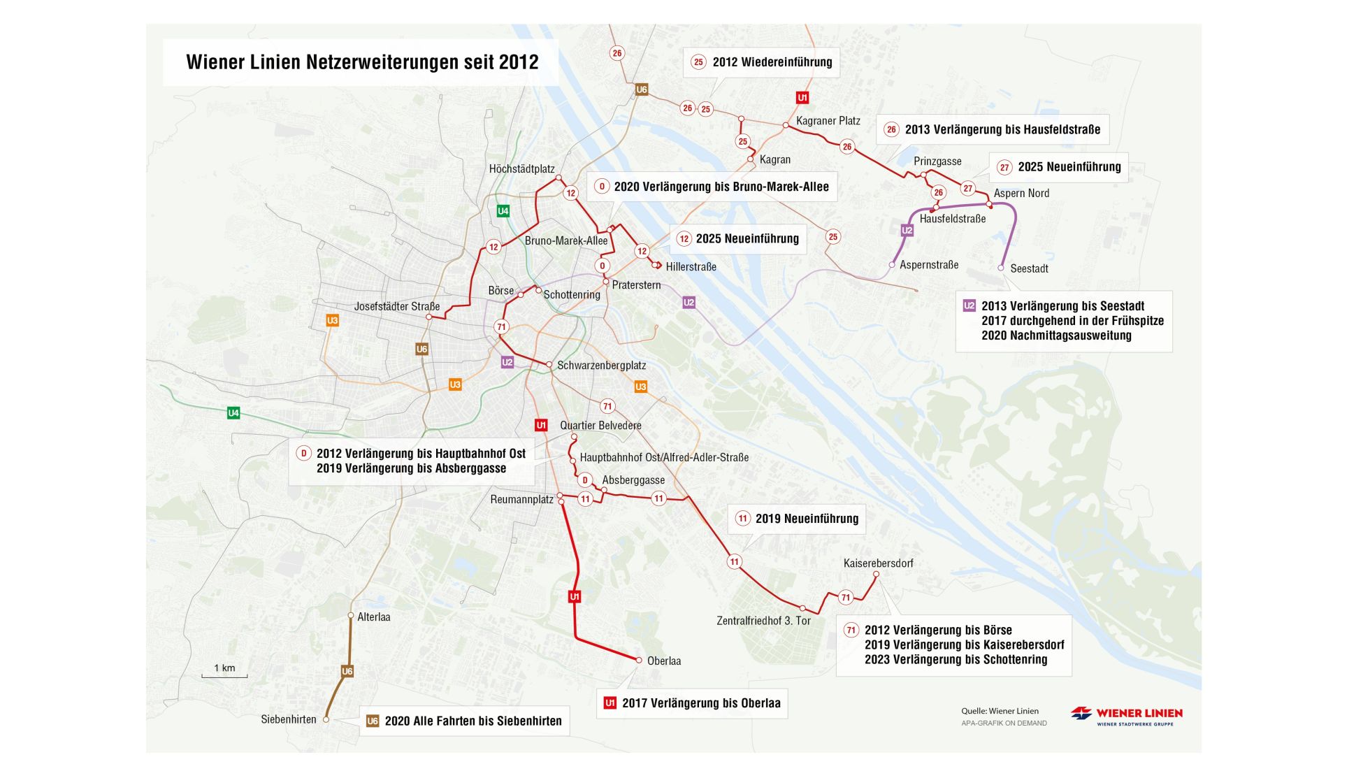 Netzerweiterungen der Wiener Linien im Stadtgebiet