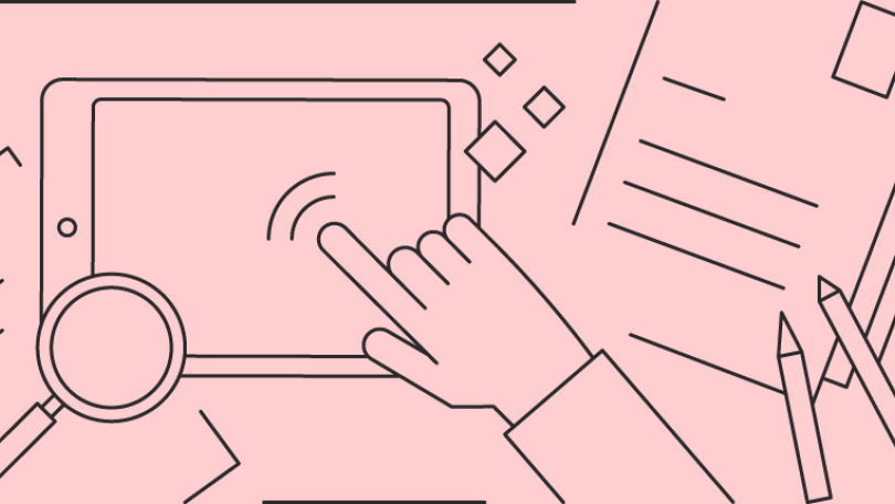 copyright: Stadt Wien Illustration Tablet mit Lupe