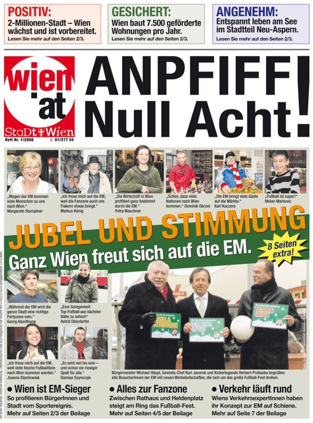 Titelseite der Stadtzeitung "wien.at" aus dem Jahr 2008