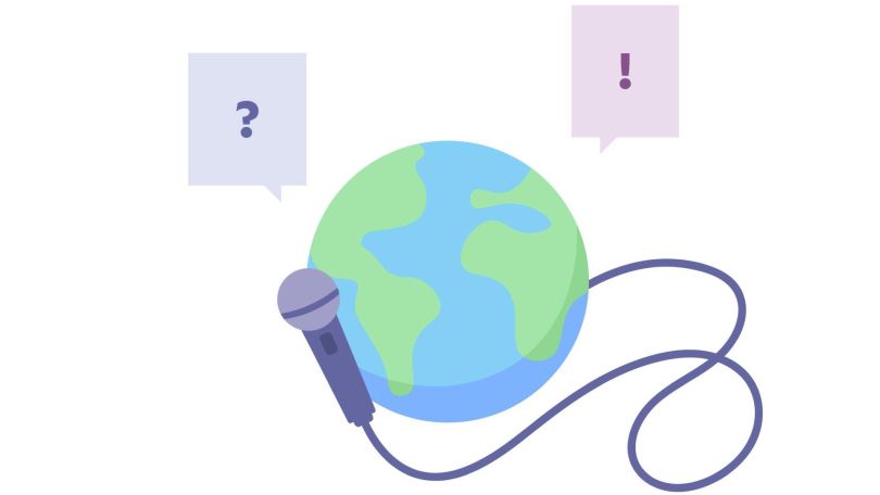 copyright: Stadt Wien Illustration einer Weltkugel mit Mikrofon