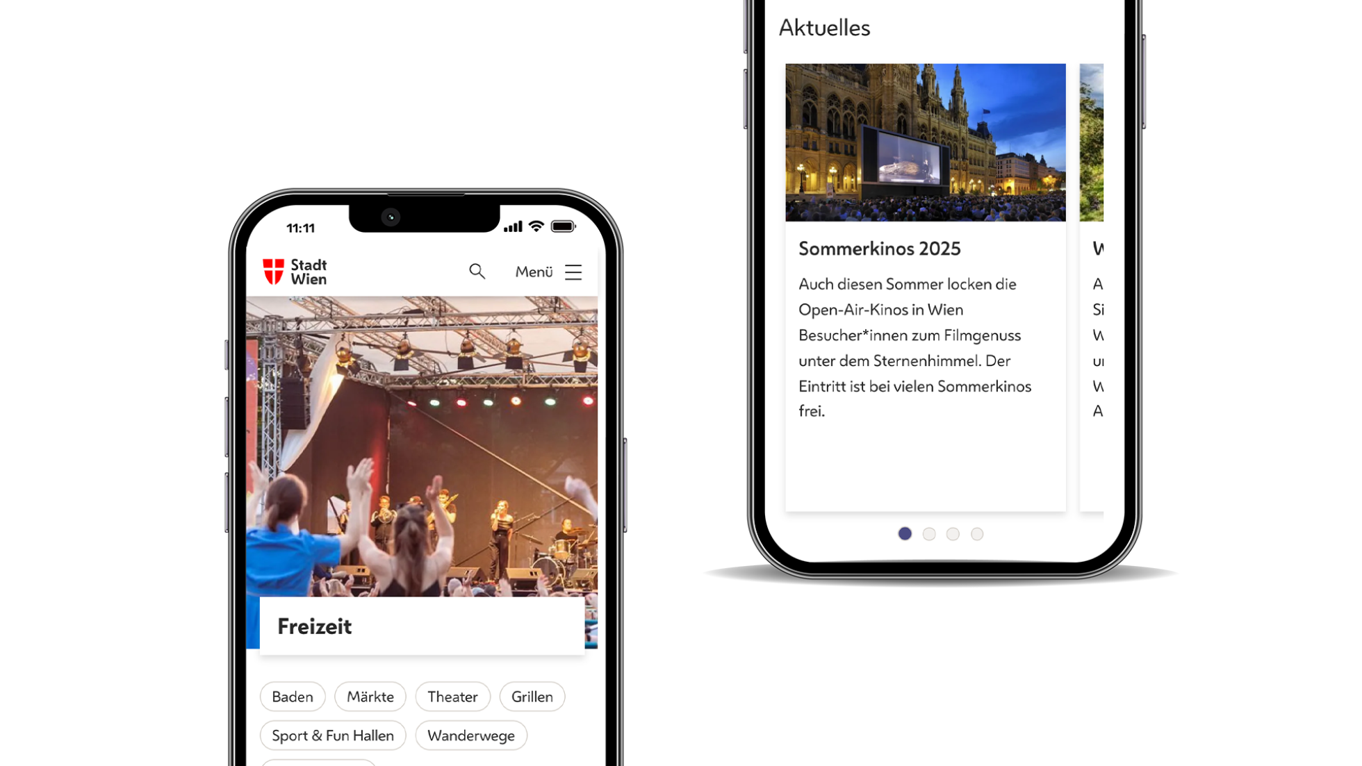 copyright: Stadt Wien Screenshot Seite Freizeit mobile Ansicht