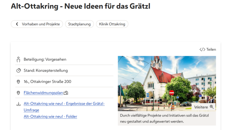 copyright: Stadt Wien Screenshot Bezirkeseite