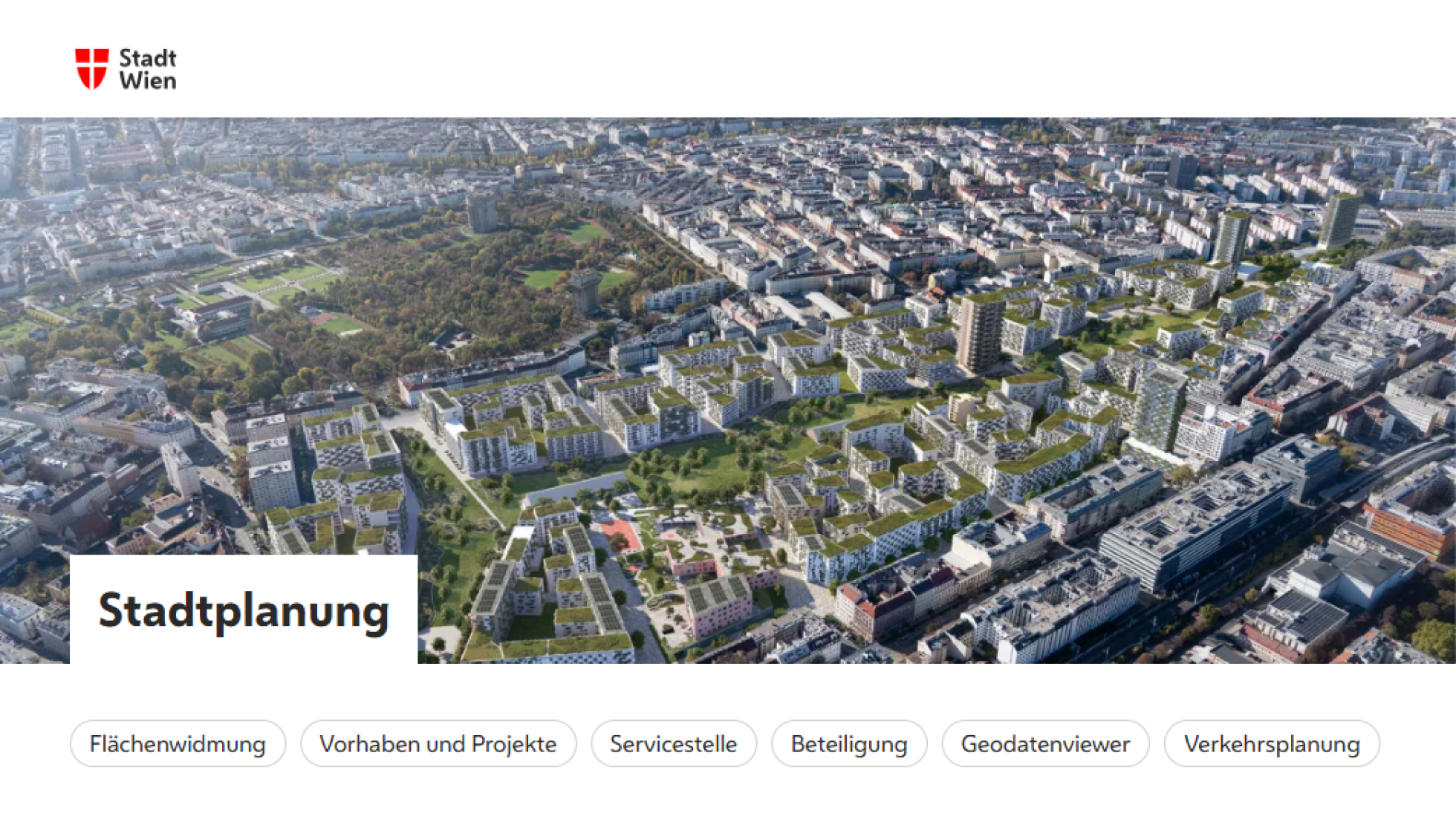 copyright: Stadt Wien Screenshot Seite Stadtplanung