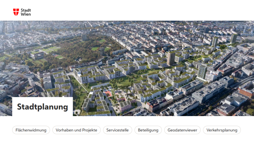 copyright: Stadt Wien Screenshot Seite Stadtplanung