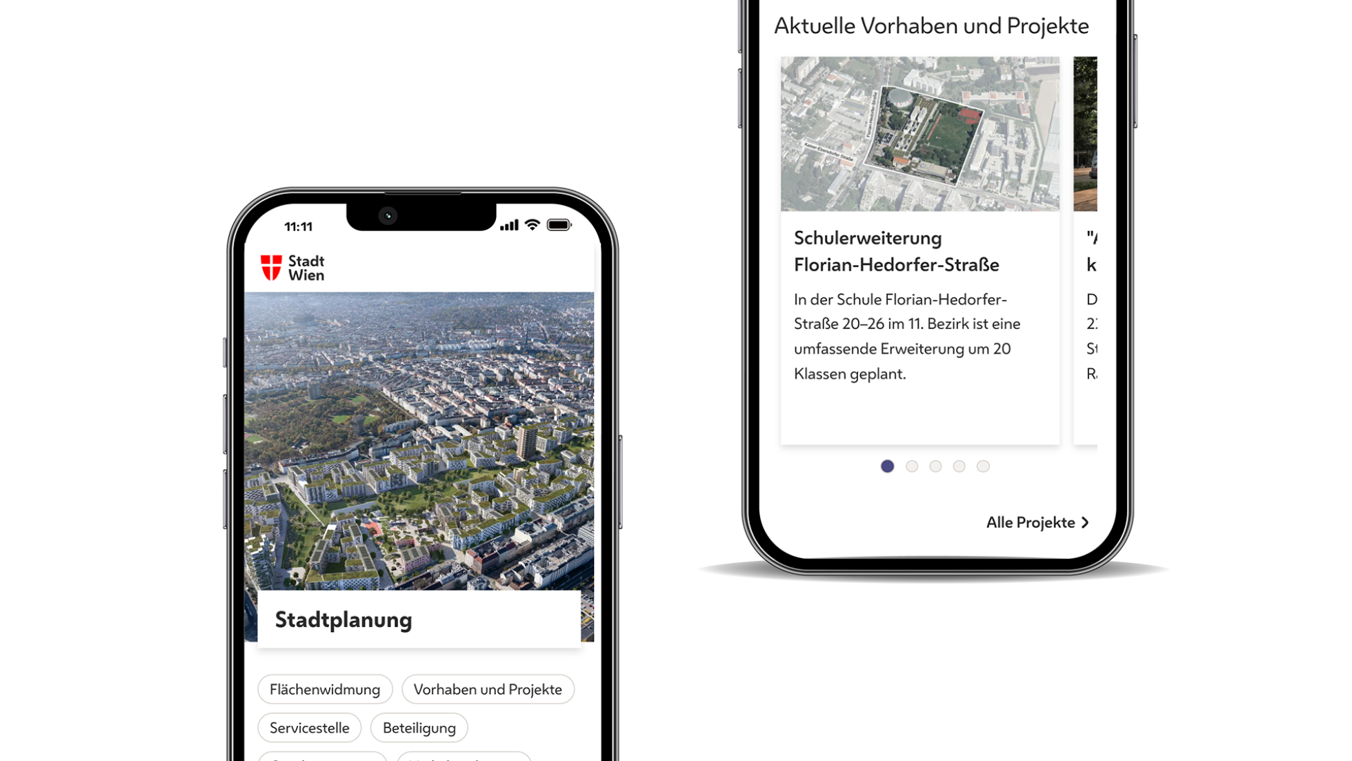 copyright: Stadt Wien Screenshot Seite Stadtplanung mobile Ansicht