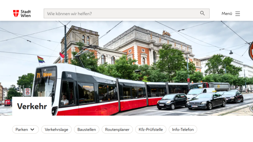 copyright: Stadt Wien Screenshot Seite Verkehr
