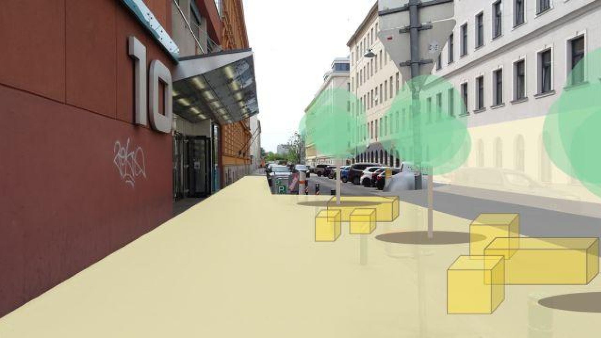 copyright: Rosinak & Partner Visualisierung eines Schulvorplatzes