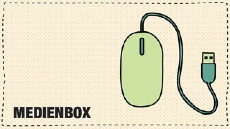 Schriftzug "Medienbox" mit Computermaus