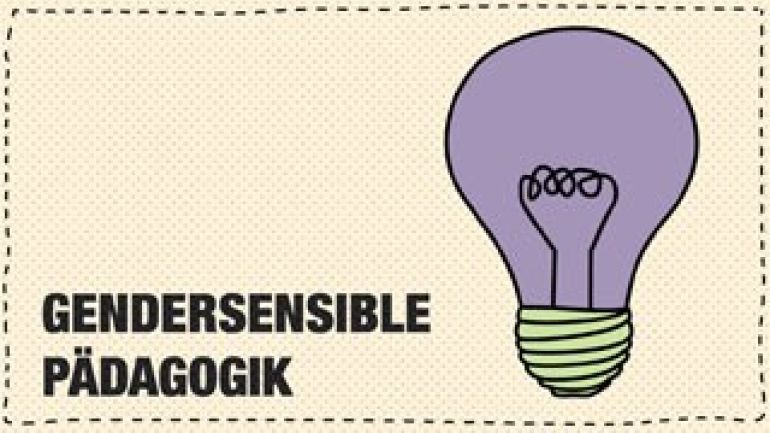 copyright: Frauenabteilung der Stadt Wien (MA 57) Schriftzug "Gendersensible Pädagogik" mit Glühbirne