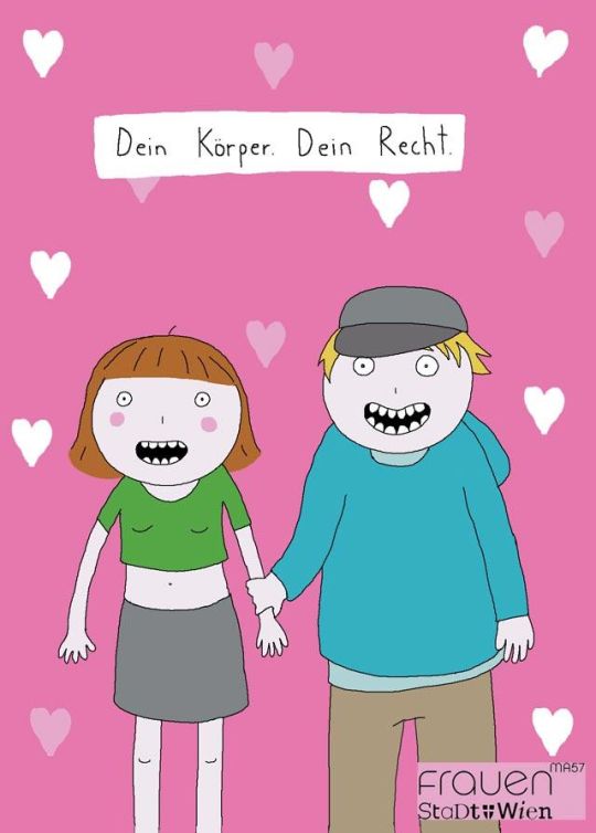 Zeichnung: Ein Mann packt eine Frau am Handgelenk