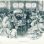 Zeichnung aus dem Jahr 1900: "Der Kaiser in der Markthalle" - Menschenmenge um den an einem Schreibtisch sitzenden Kaiser