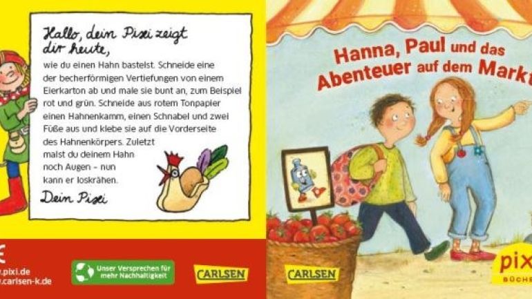 Zeichnung von einem Bub und einem Mädchen, neben einem Tomaten-Korb