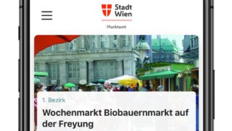 Screenshot-Ausschnitt der "Wiener Märkte App