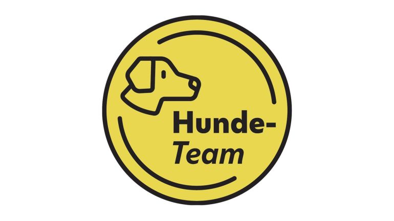 Logo des Hundeteams, ein Hund mit dem Schriftzug Hunde-Team