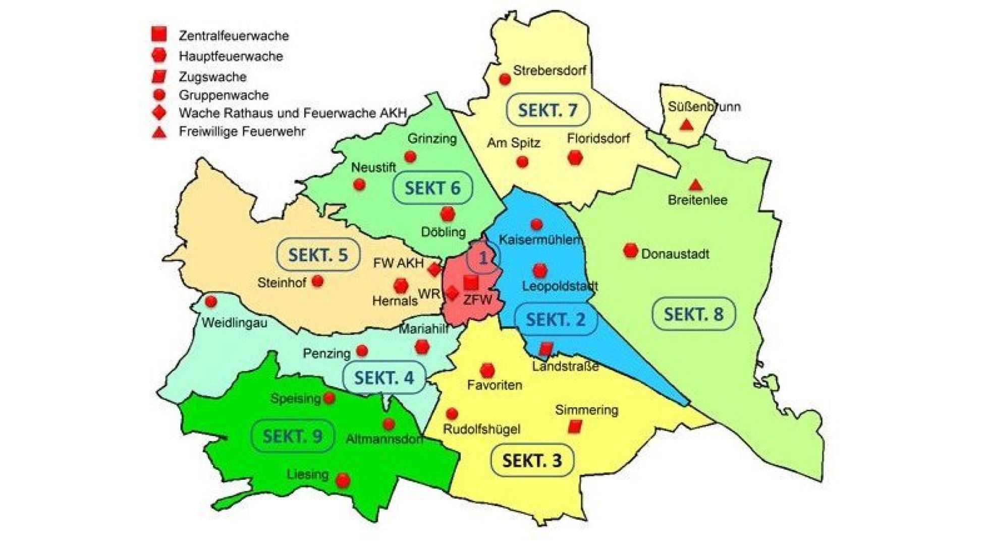 Übersichtsgrafik der Brandschutzsektion in Wien
