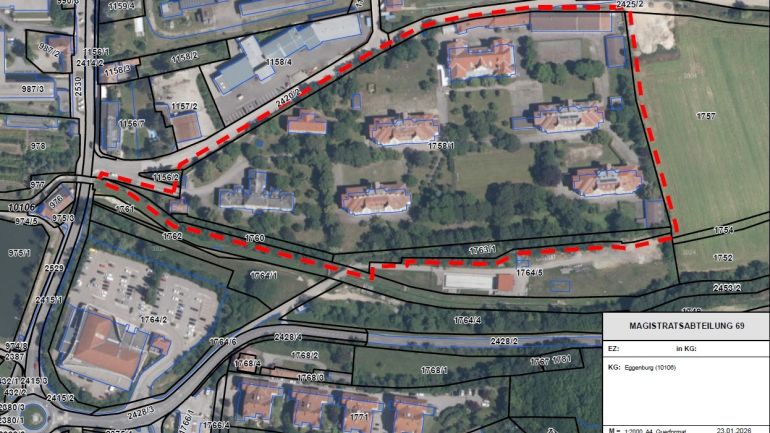 copyright: Stadt Wien - Immobilienmanagement (MA 69) Luftbild des Grundstücks in Eggenburg