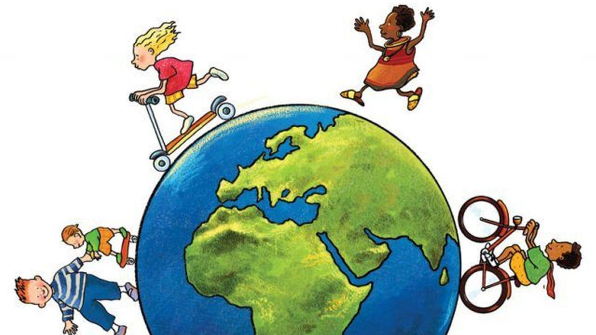 copyright: Michael Schober Zeichnug einer Weltkugel mit Kindern