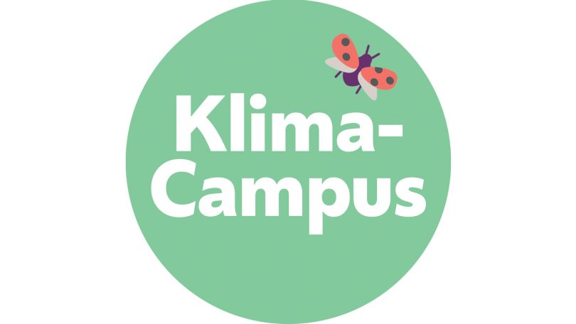 copyright: MA 49 Grüner Kreis mit fliegendem Marienkäfer und Schriftzug "Klima-Campus"