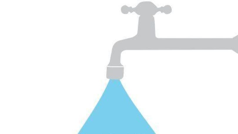 Grafische Darstellung eines Wasserhahns, aus dem Wasser herausrinnt