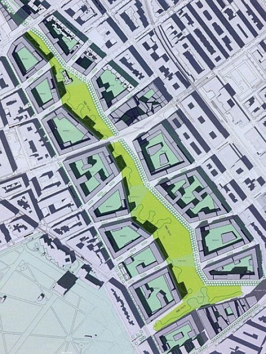 Entwurfsplan der Baublockstruktur eines städtebaulichen Projekts
