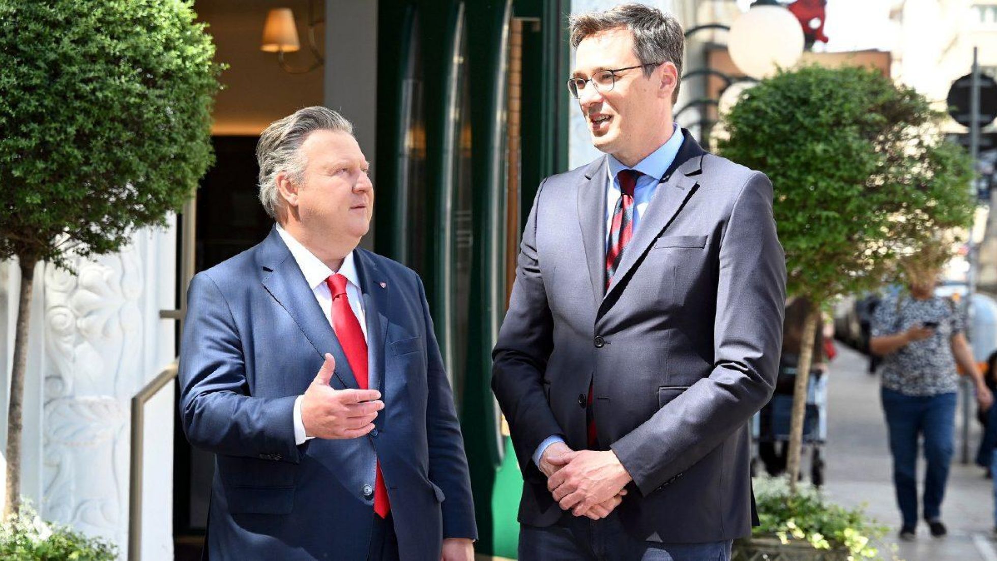 copyright: Stadt Wien/Christian Jobst The Mayor of Budapest, Gergely Karácsony, and the Mayor of Vienna, Michael Ludwig