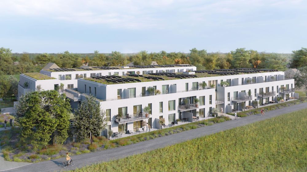 Rendering eines neuen Gemeindebauprojekts an der Mühlwasserpromenade