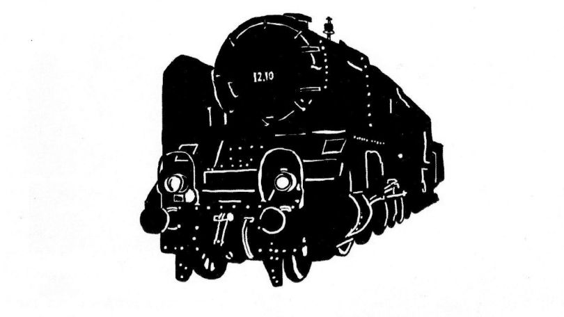 copyright: Modellbauclub Wiener Flur - MBCWF Vereinslogo, schwarze Lok auf weißem Hintergrund, darunter der Schriftzug "Modellbauclub Wiener Flur (MBCWF)"