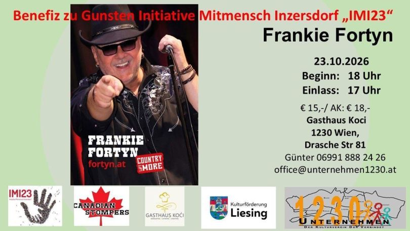 Flyer der Benefizveranstaltung mit einem Foto von Frankie Fortyn