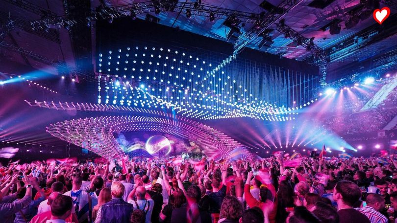 Eurovision Song Contest-Bühne mit Live-Publikum in der Wiener Stadthalle 2015