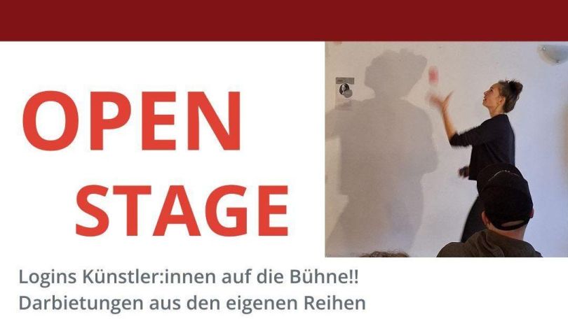 Frau wirft einen Ball, daneben der Text "Open Stage"
