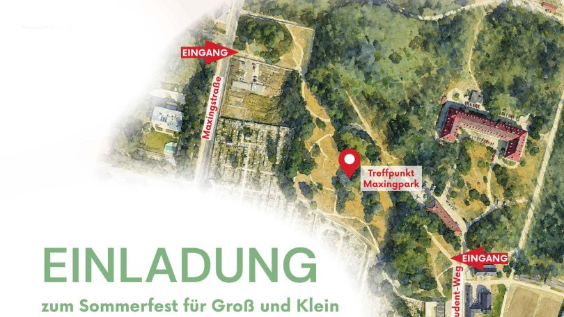 copyright: BV 13 Einladung zum Sommerfest für Groß und Klein mit Karte vom Maxingpark.