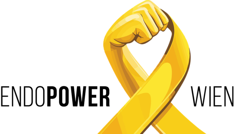 copyright: EndoPower.Wien gelbe, zur Faust geballte Schleife - sinnbildlich für die Endometriose "Power" (Power trotz Endo)