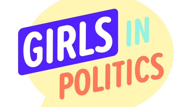 copyright: BV 23 Schriftzug "Girls in Politics" in verschiedenen Farben auf einer gelben Sprechblase
