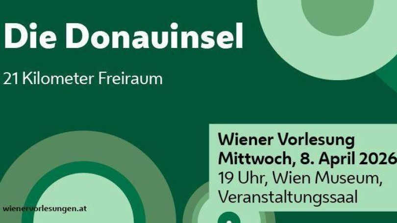 copyright: Wienbibliothek im Rathaus Terminankündigung vor grünem Hintergrund mit hellgrünen Kreisen.