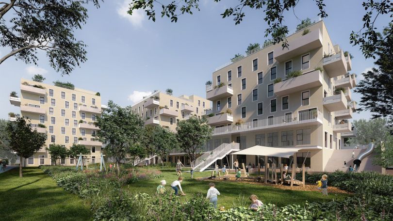 Visualisierung des neuen Gemeindebaus in der Bernoullistraße