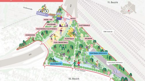 Landschaftskarte Tangentenpark an der Ostbahn