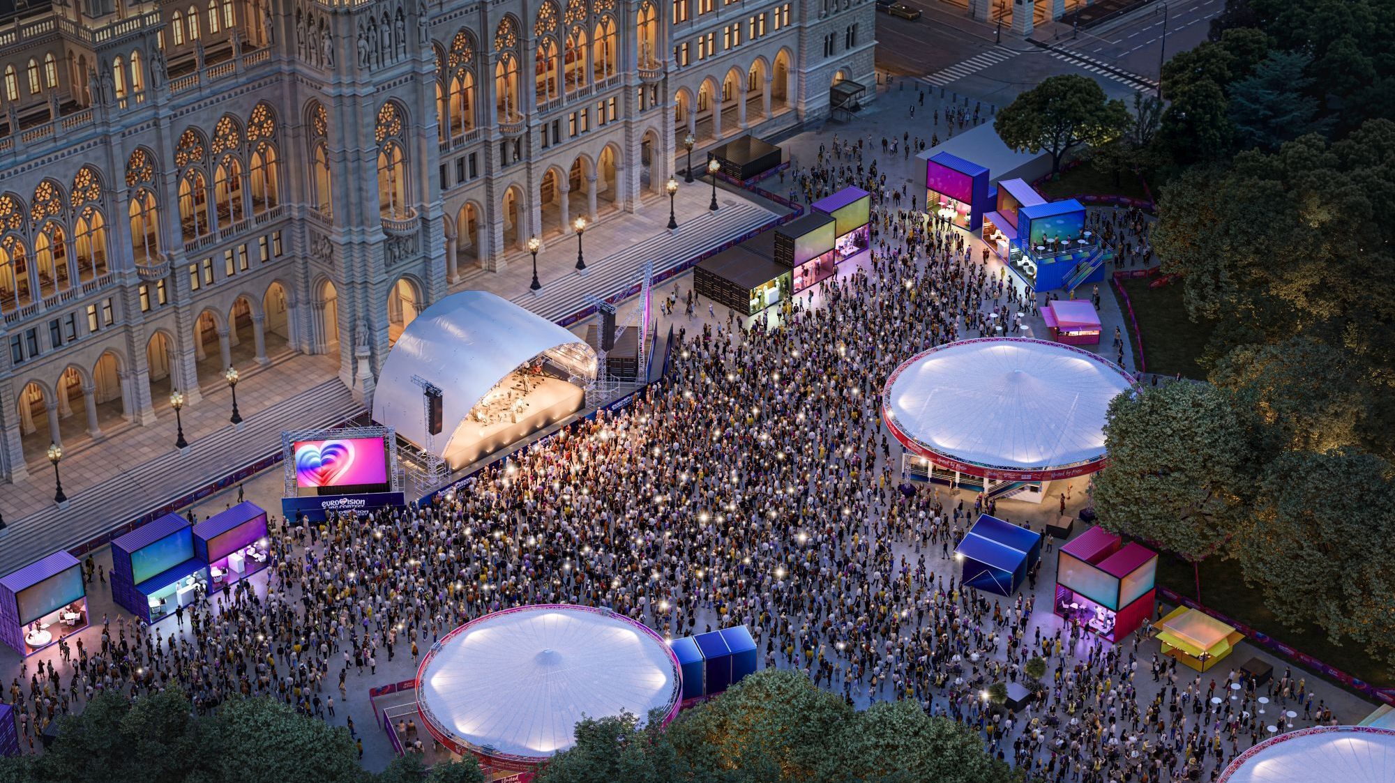 copyright: ZOOMVP.AT Rendering Rathausplatz mit Bühne und Menschenmenge