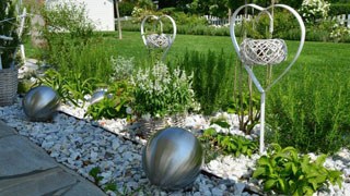 Pieces of decoration next to a path