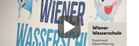 Ausschnitt eines Videos mit Text "Wiener Wasserschule" und Play-Button