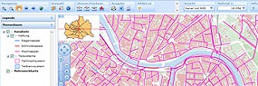 Stadtplanausschnitt mit Kanalinformationssystem