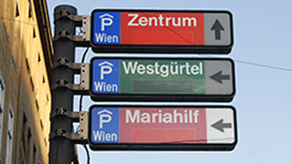 sign with directions to multi-storey car parks