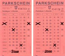 two red parking vouchers