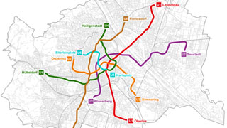 Vienna Underground network with U5 and U2 extensions